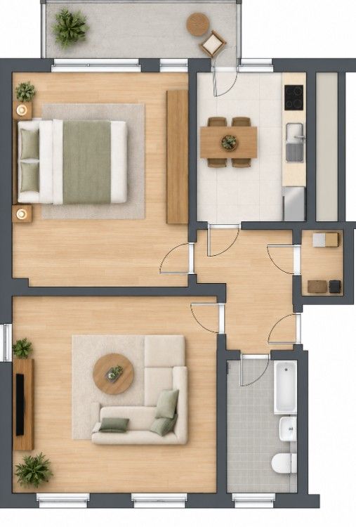 2+1, Waldecker Str 9 Duisburg Röttgersbach Nordrhein-Westfalen 47169, 59 m² - 1