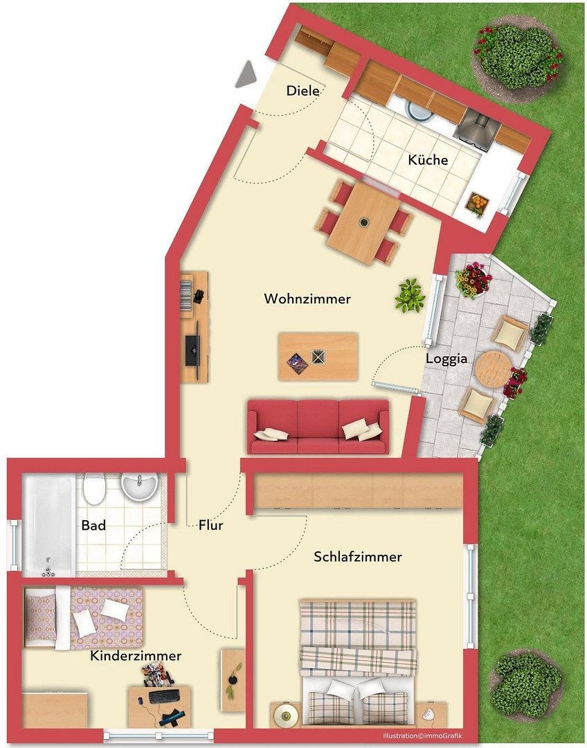 3+1, Oberhausen Alt-Oberhausen Nordrhein-Westfalen 46047, 55 m² - 2