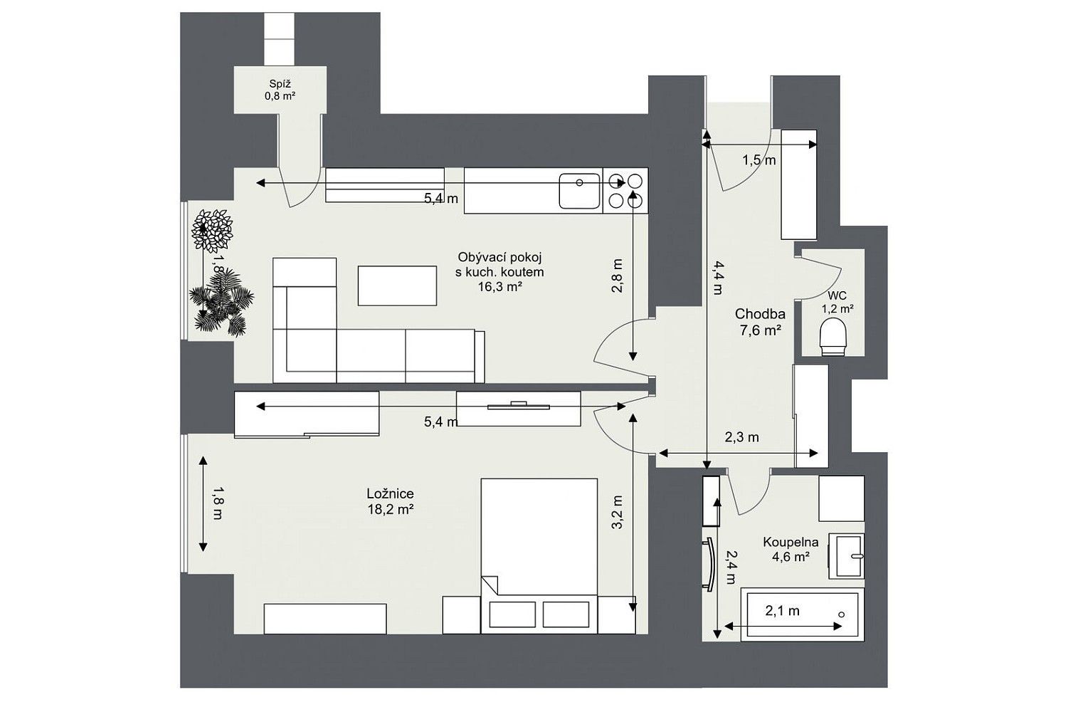 Byt 2+kk · 51 m² · Na Maninách, Praha 7 - Holešovice - 4