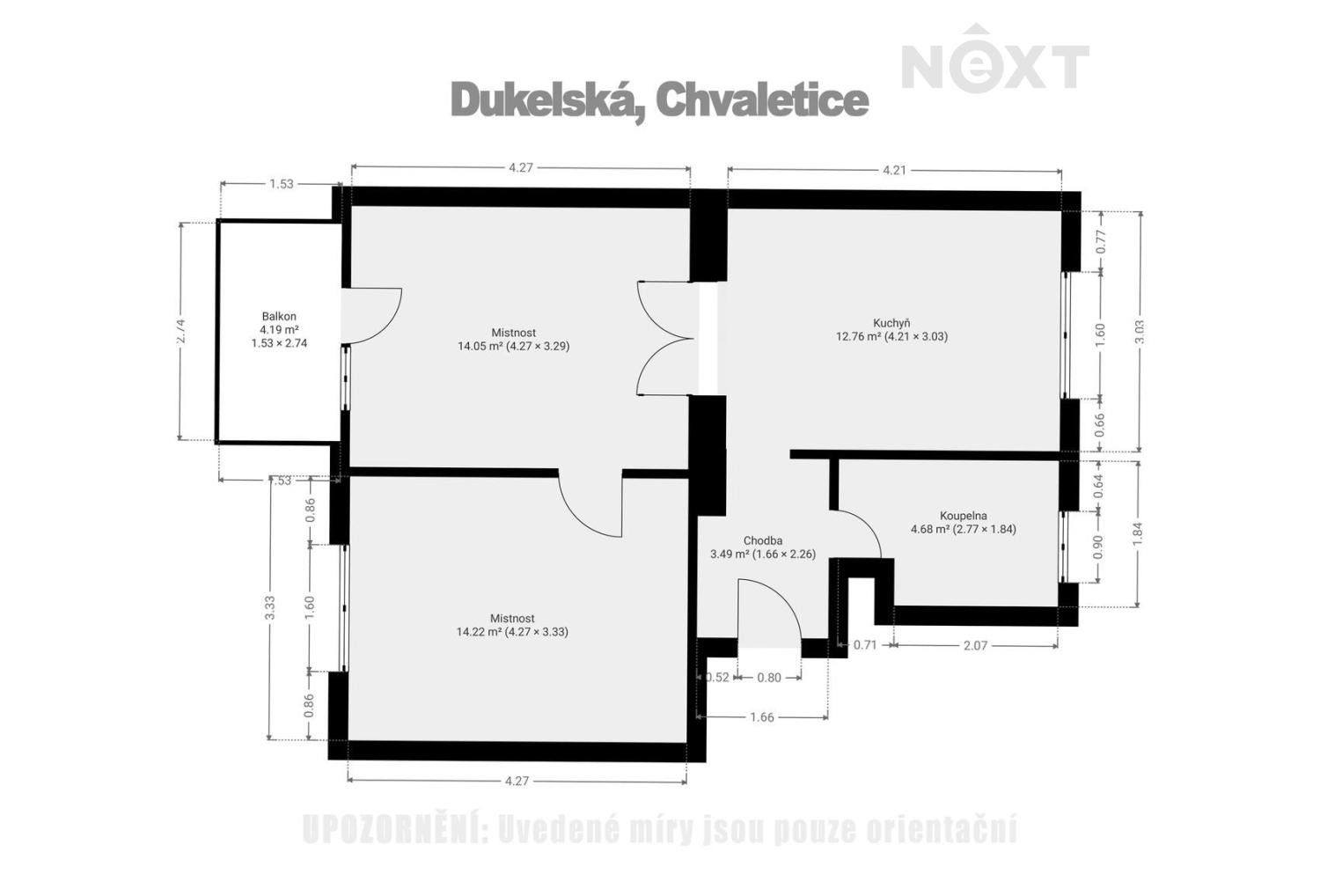 Prodej byt 2+1 - Dukelská, Chvaletice, 52 m²