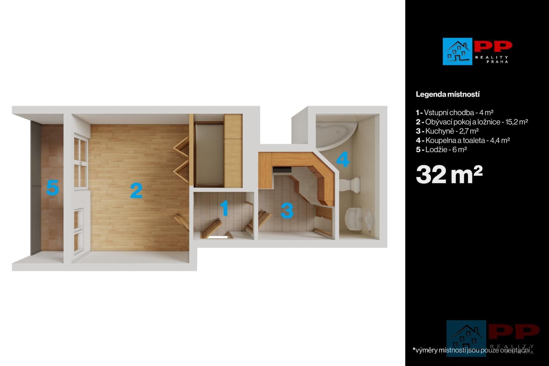 Byt 1+1 · 26 m² · Schnirchova, Praha - 4