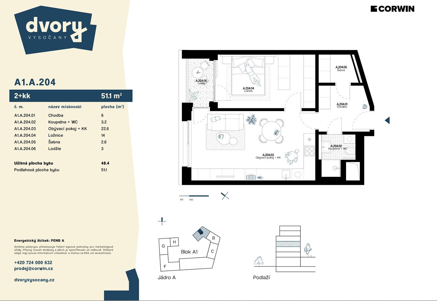 2+kk, Praha - Vysočany, okres Praha 9, Hlavní město Praha, 51 m² - 2