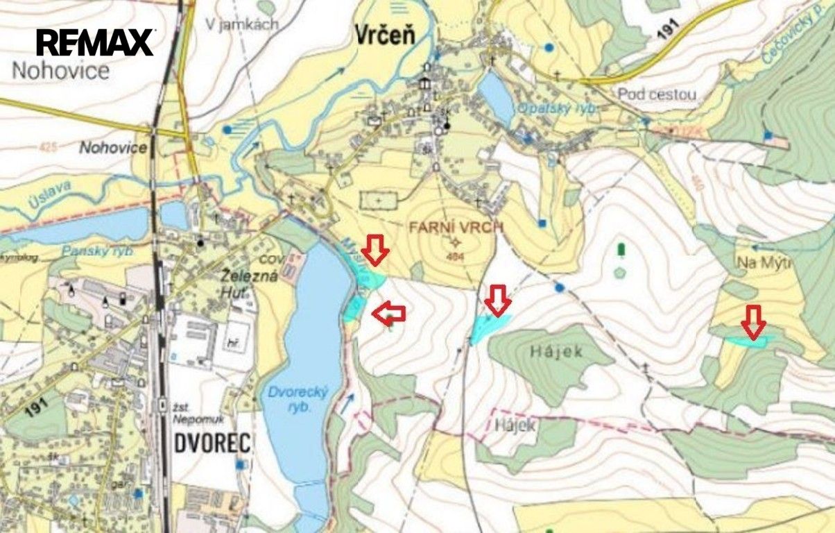 Zemědělské pozemky, Vrčeň, 19 430 m² - 2