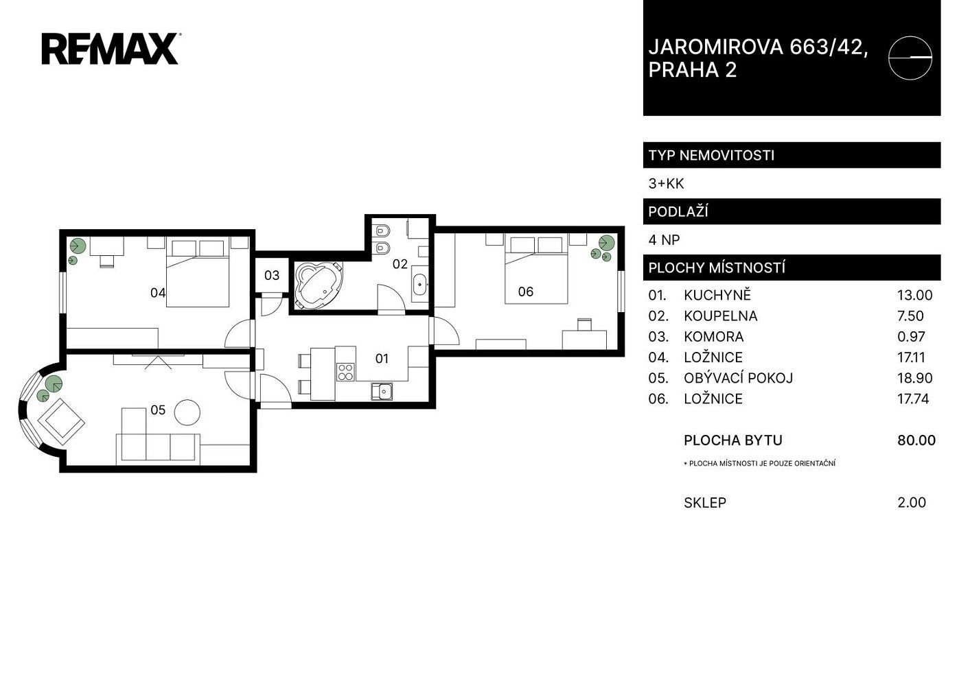 Byt 3+1 · 80 m² · Praha - Nusle, okres Praha 2, Hlavní město Praha - 3