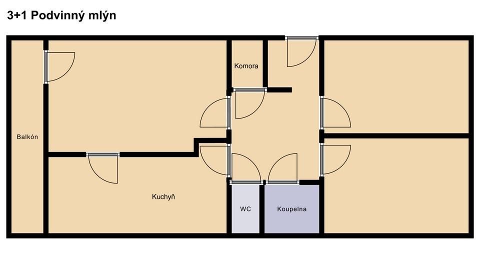 Byt 3+1 · 78 m² · Podvinný mlýn, Praha - 3