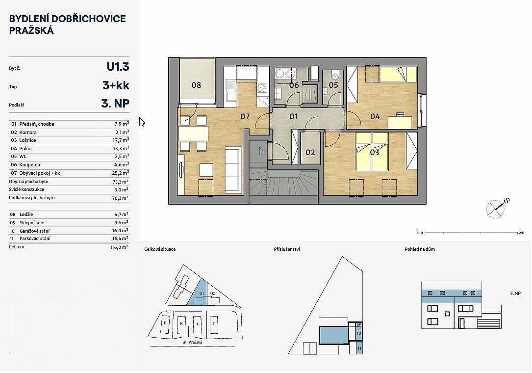 Byt 3+kk · 76 m² · Dobřichovice, okres Praha-západ, Středočeský kraj - 3