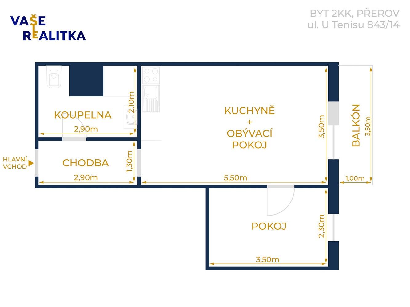 2+kk, Přerov - Přerov I-Město, Olomoucký kraj, 38 m² - 2