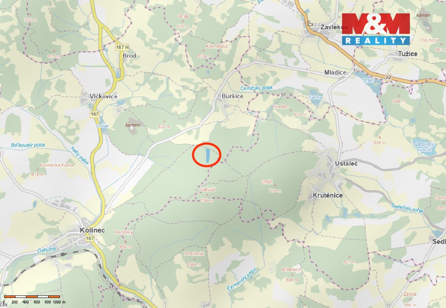 Prodej les - Buršice, Kolinec