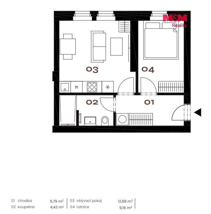 Prodej byt 2+kk - Grafická, Praha, 34 m² - 5