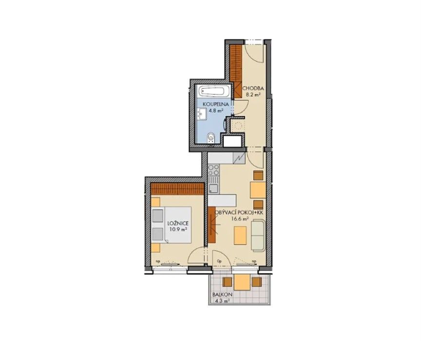 2+kk, Honzíkova, Praha - Dolní Měcholupy, 43 m² - 1