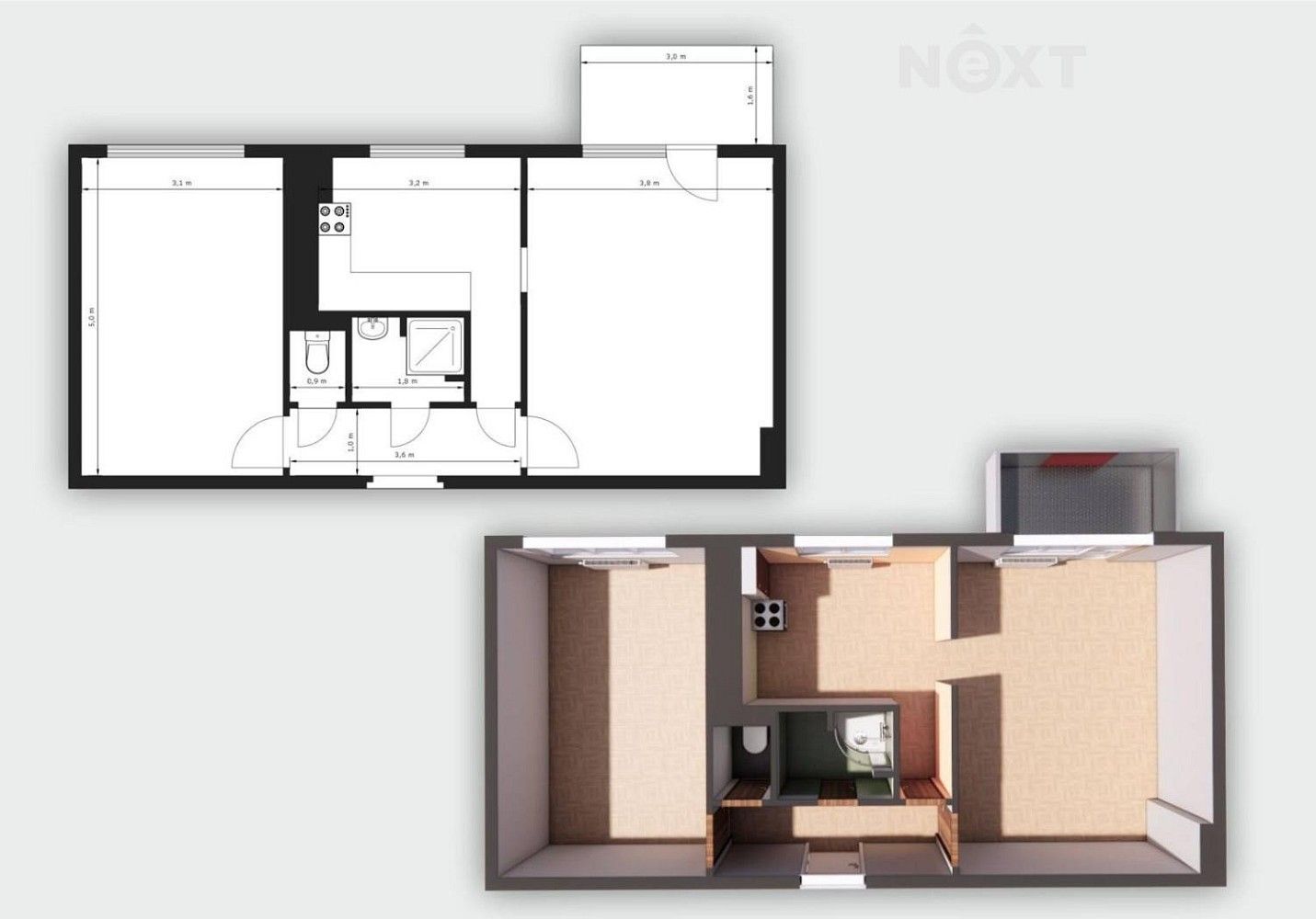 Prodej byt 2+1 - Hostinné, okres Trutnov, Královéhradecký kraj, 54 m² - 2