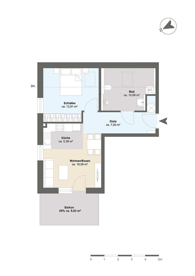 2+1, Babenhauser Straße 7, , Bavorsko, 58 m² - 1