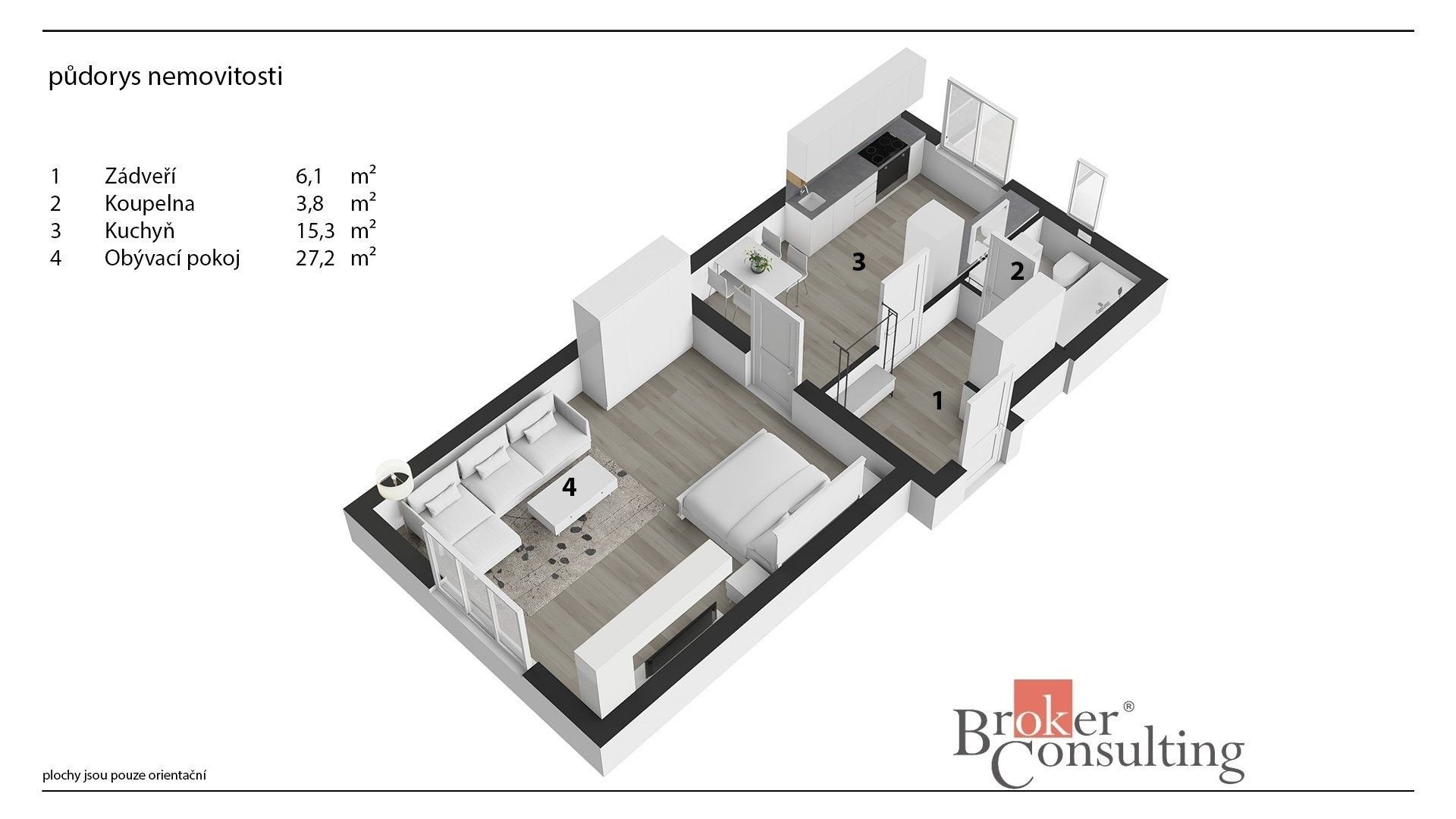 1+1, Střelecká, Hradec Králové, 51 m² - 2