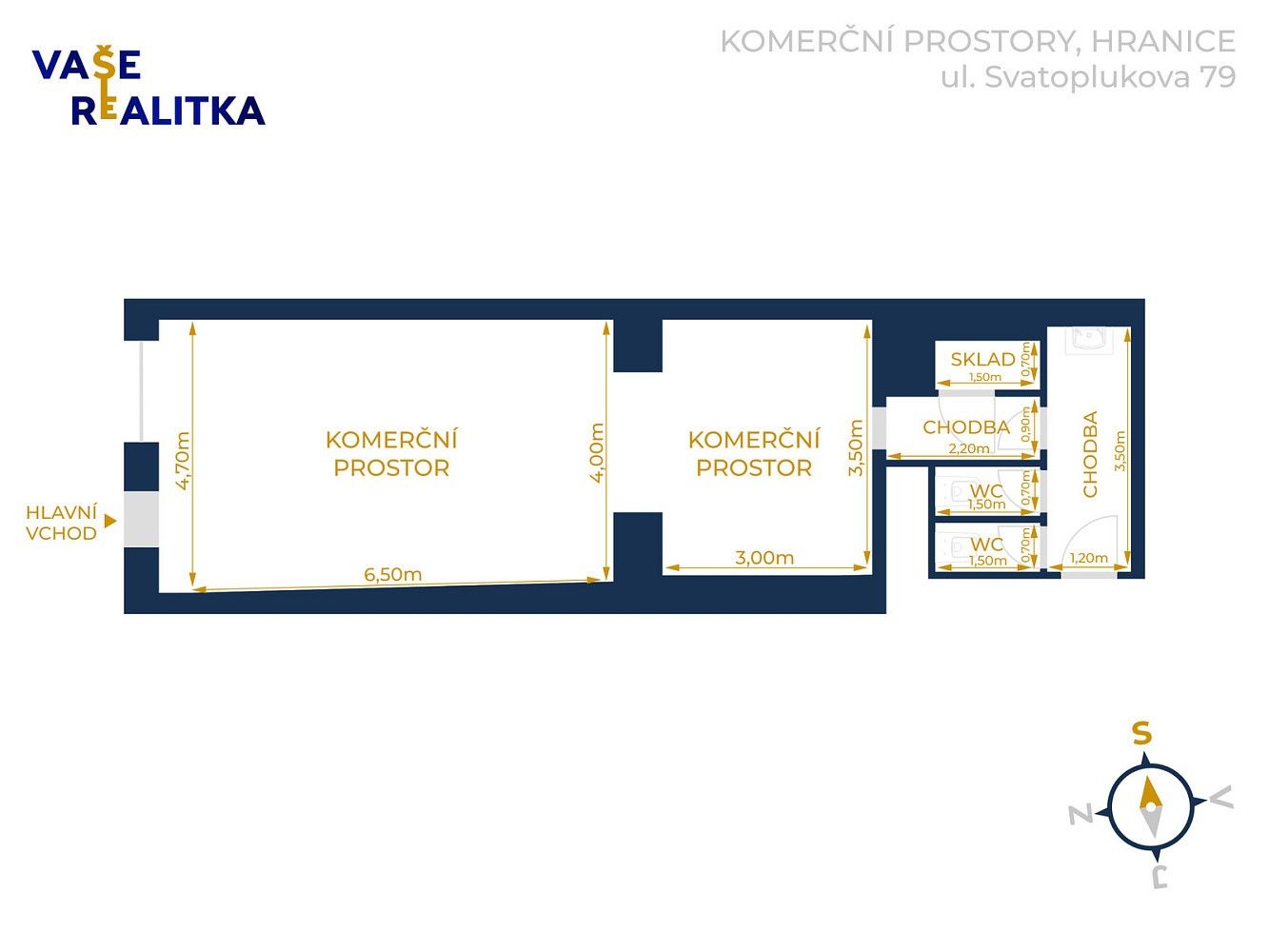 Obchodní prostory, Hranice - Hranice I-Město, okres Přerov, Olomoucký kraj, 42 m² - 2