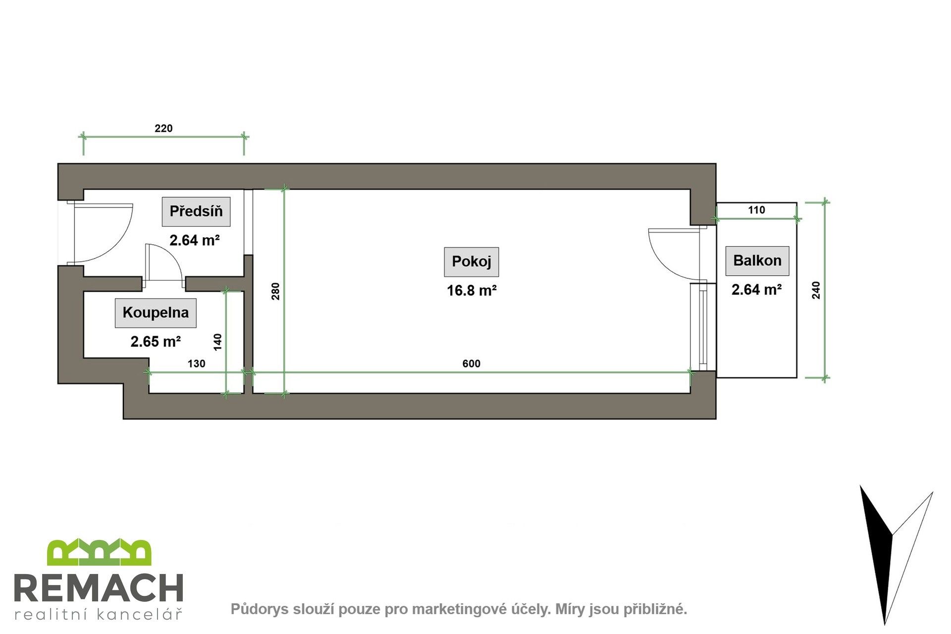 Pronájem byt 1+kk - Dvořákova, Uherské Hradiště, 28 m²