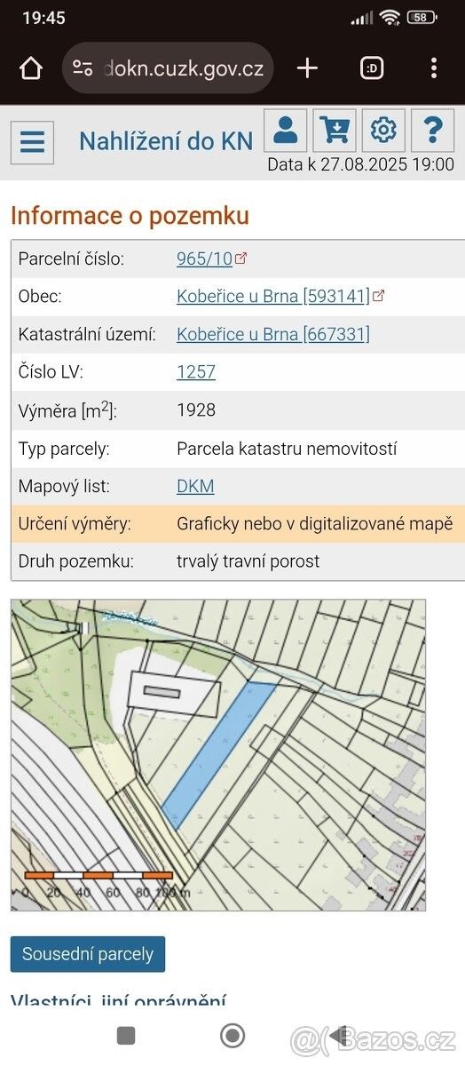 Prodej zahrada - Heršpice, 684 01