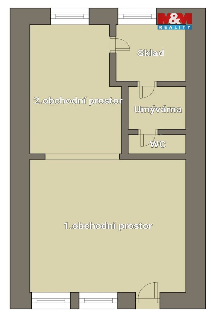 Pronájem obchodní prostory - U Rendlíku, Pelhřimov, 107 m² - 5
