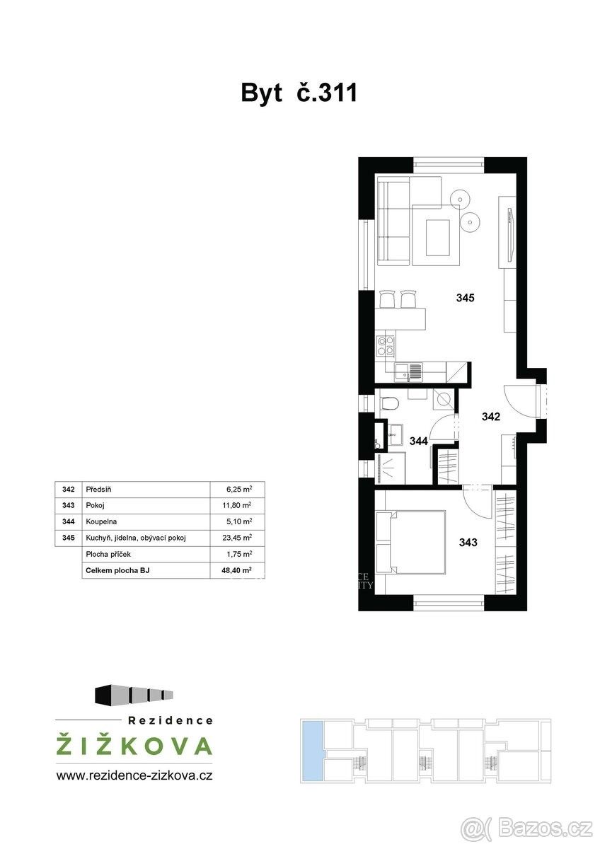 Prodej byt - Hodonín, 695 01, 48 m²