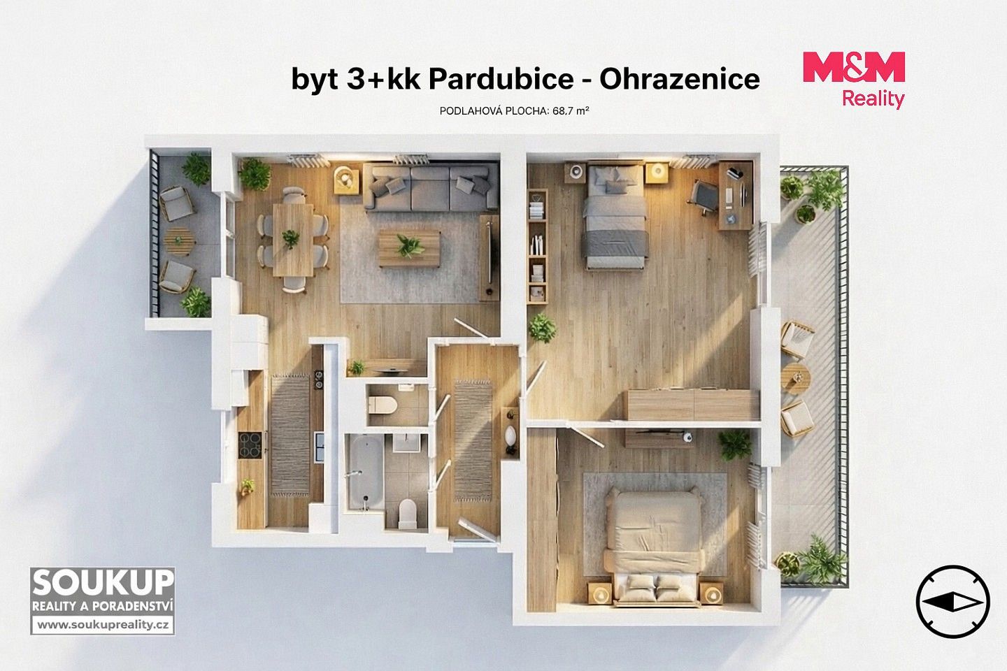 3+kk, Pardubice - Ohrazenice, Pardubický kraj, 69 m² - 2