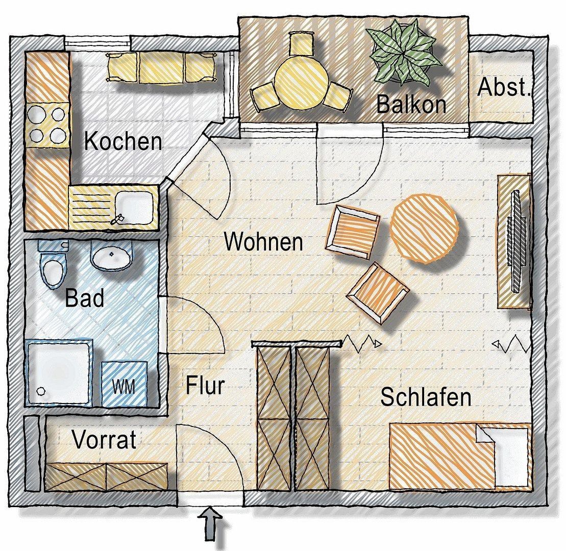 1+kk, , Bádensko-Württembersko, 45 m² - 2