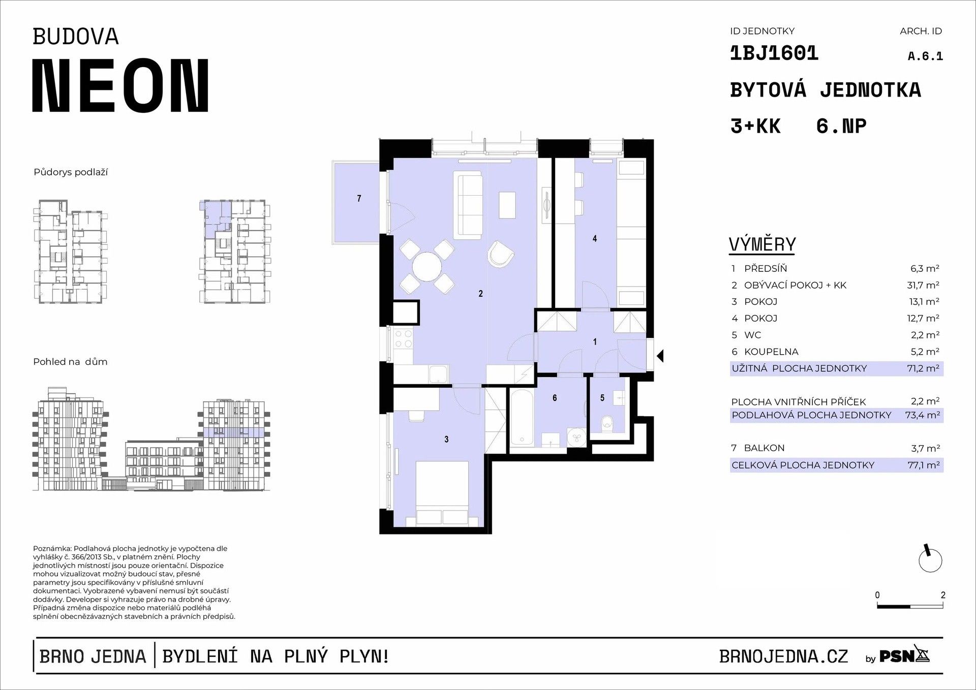 3+kk, Plynárenská, Brno Zábrdovice, 71 m² - 2