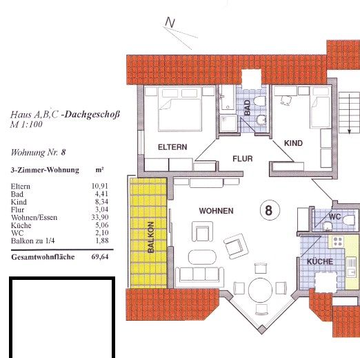 3+1, Feldstr. 1c, , Durynsko, 70 m² - 2