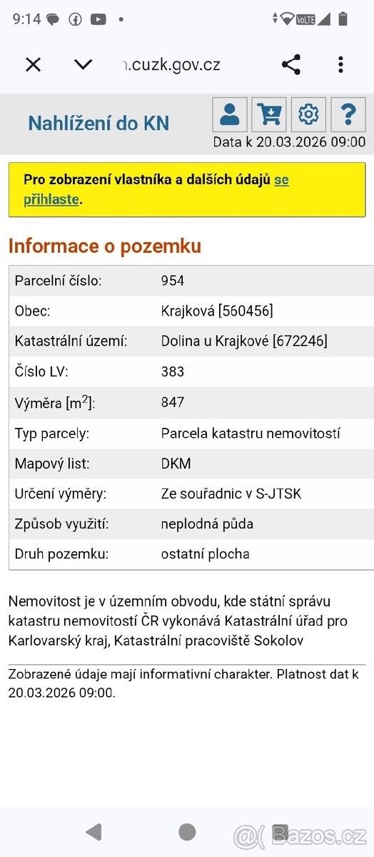 Pozemky pro bydlení, Krajková, 357 08 - 2
