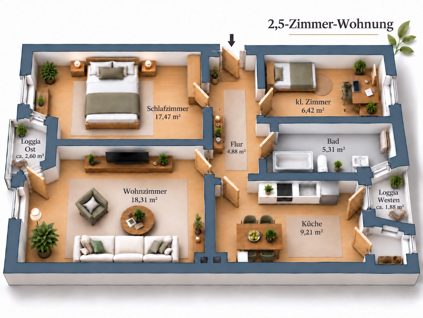 2+kk, Hamburg Hamm Hamburg 20537, 63 m² - 2