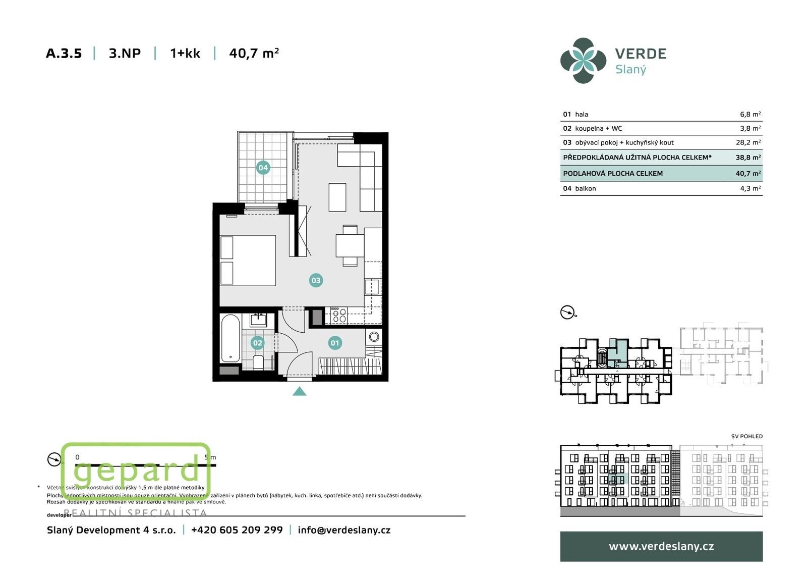 1+kk, U Benaru, Slaný Kvíček, 39 m² - 2