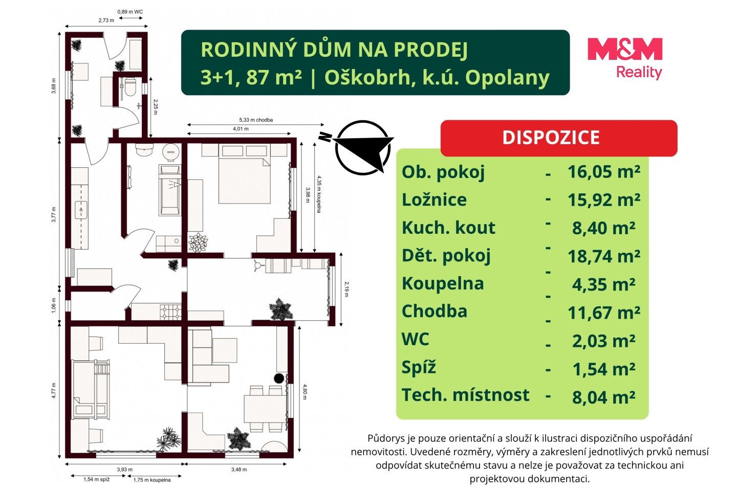 Prodej rodinný dům - Oškobrh, Opolany, 87 m² - 5