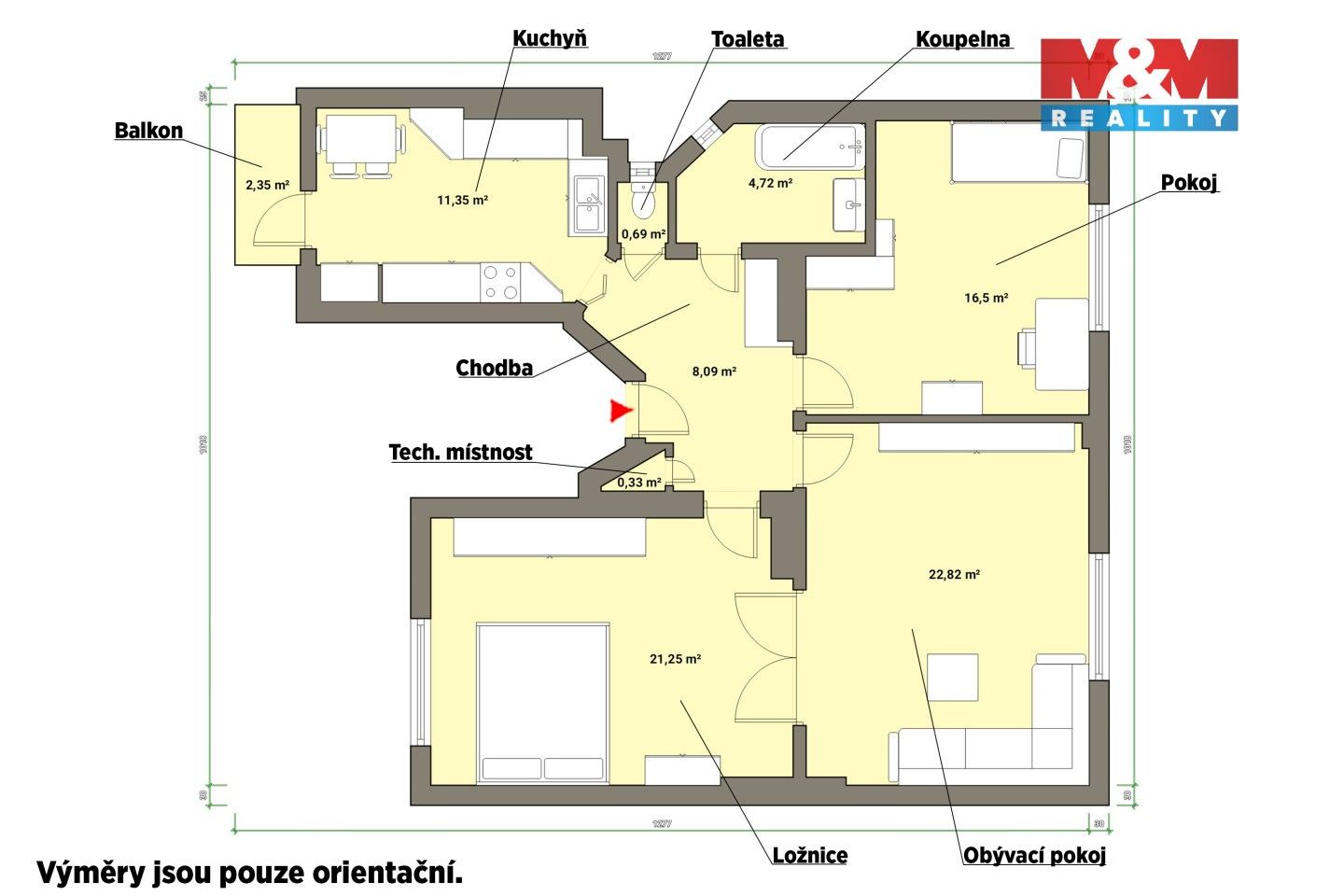 Byt 3+1 · 86 m² · Valdštejnova, Cheb - 4