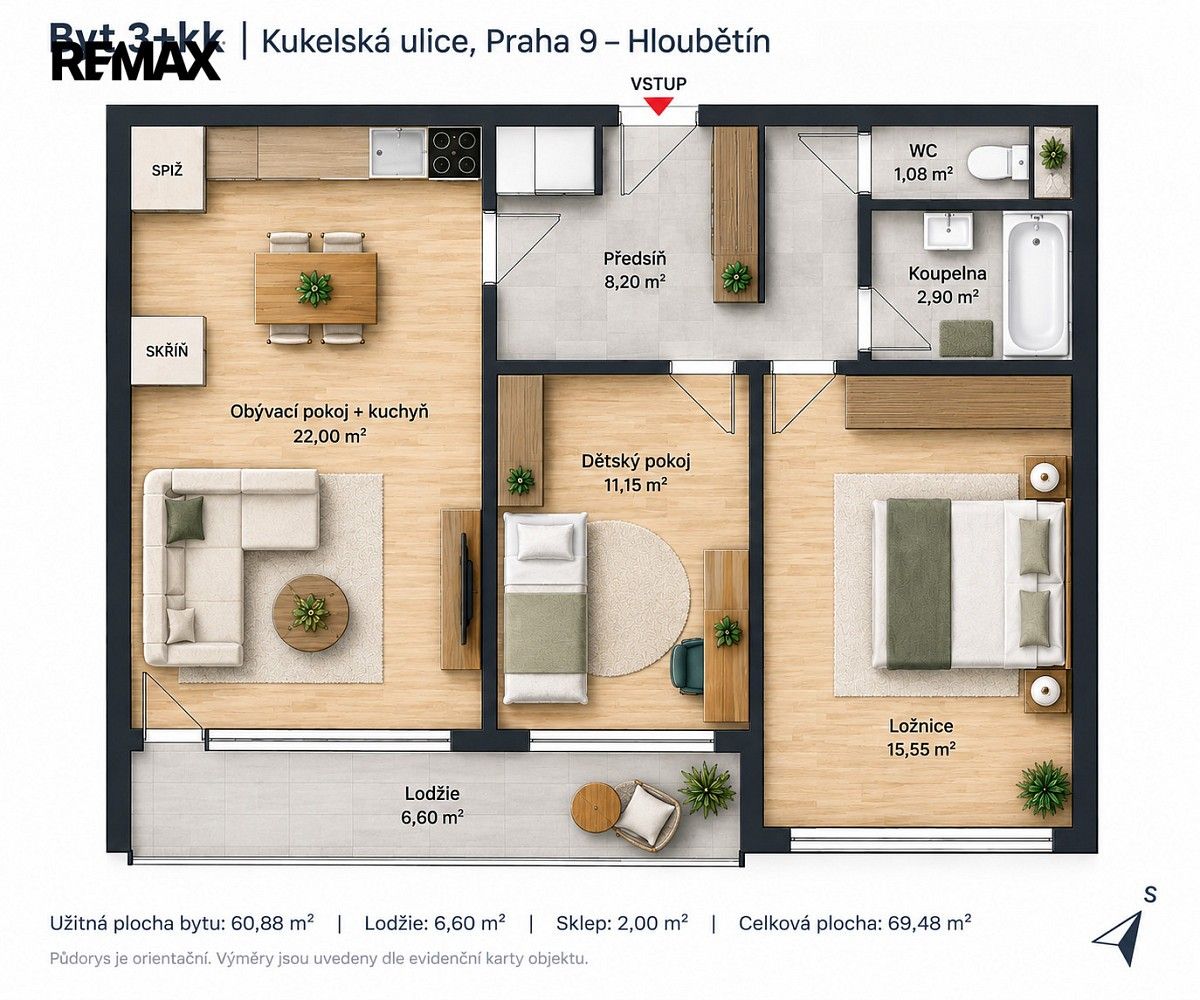 Byt 3+kk · 61 m² · Praha - Hloubětín, okres Praha 14, Hlavní město Praha - 4