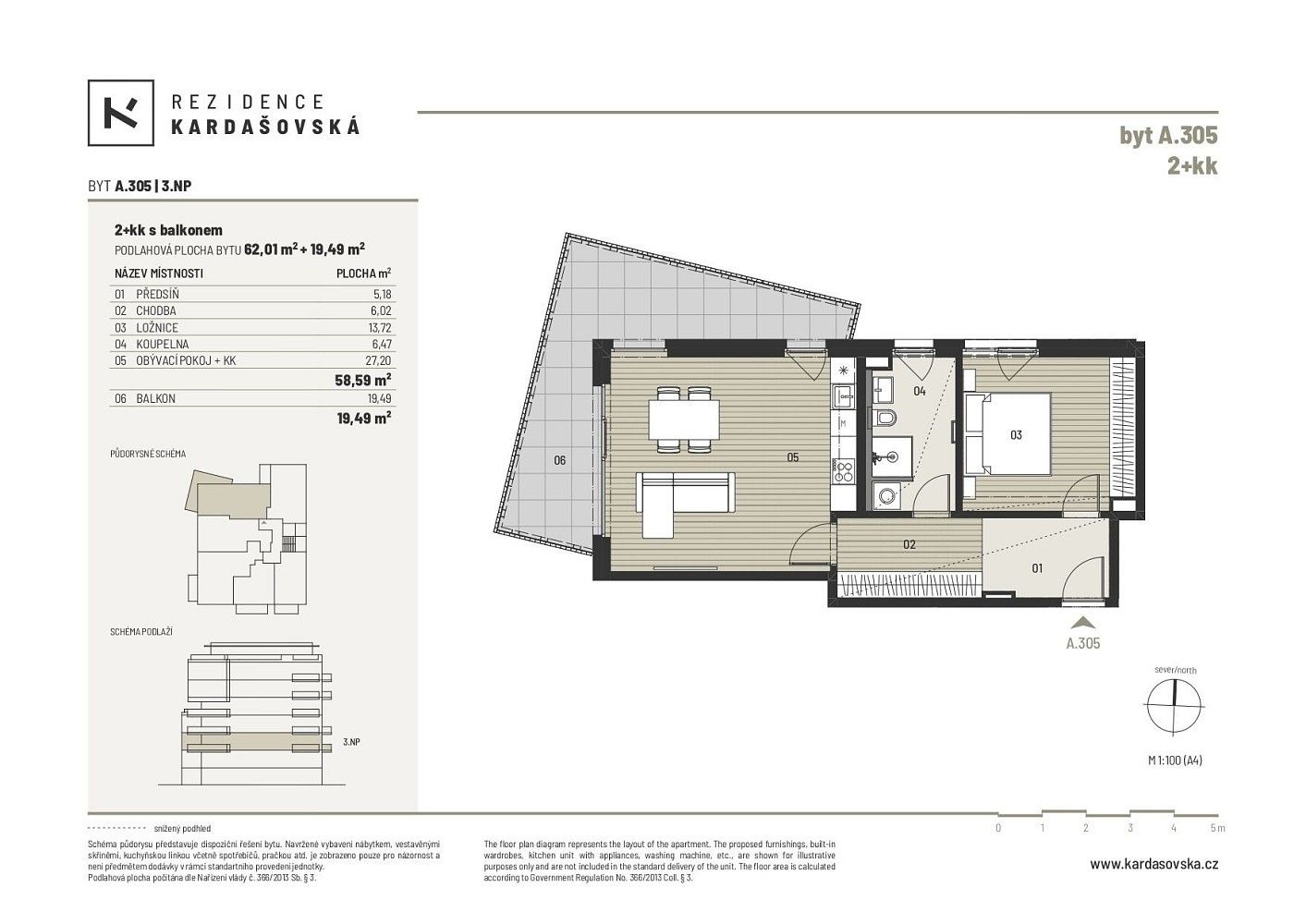 2+kk, Praha - Hloubětín, okres Praha 14, Hlavní město Praha, 62 m² - 2