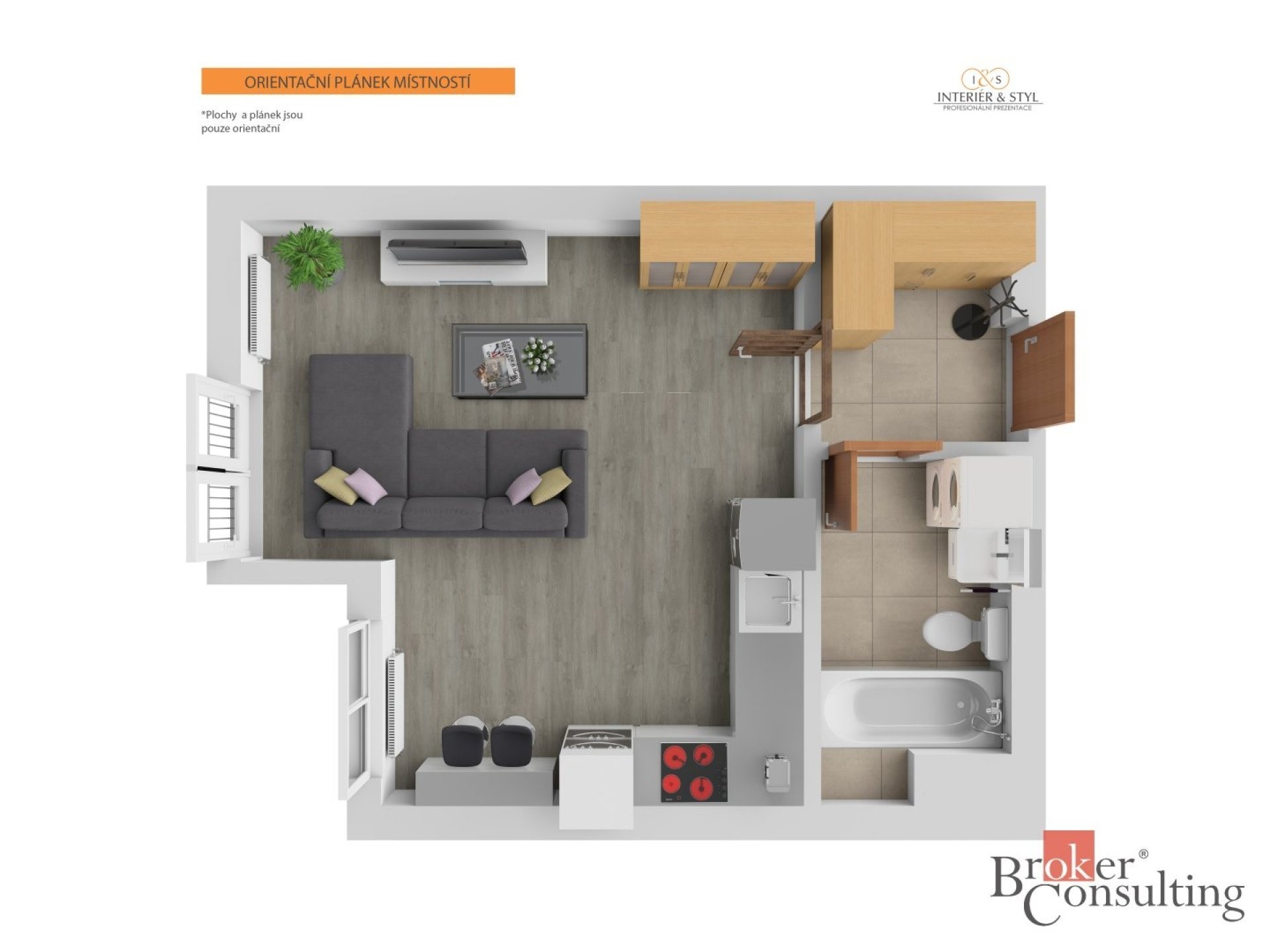 Prodej byt 1+kk - Ve Stromovce, Hradec Králové, 33 m² - 2