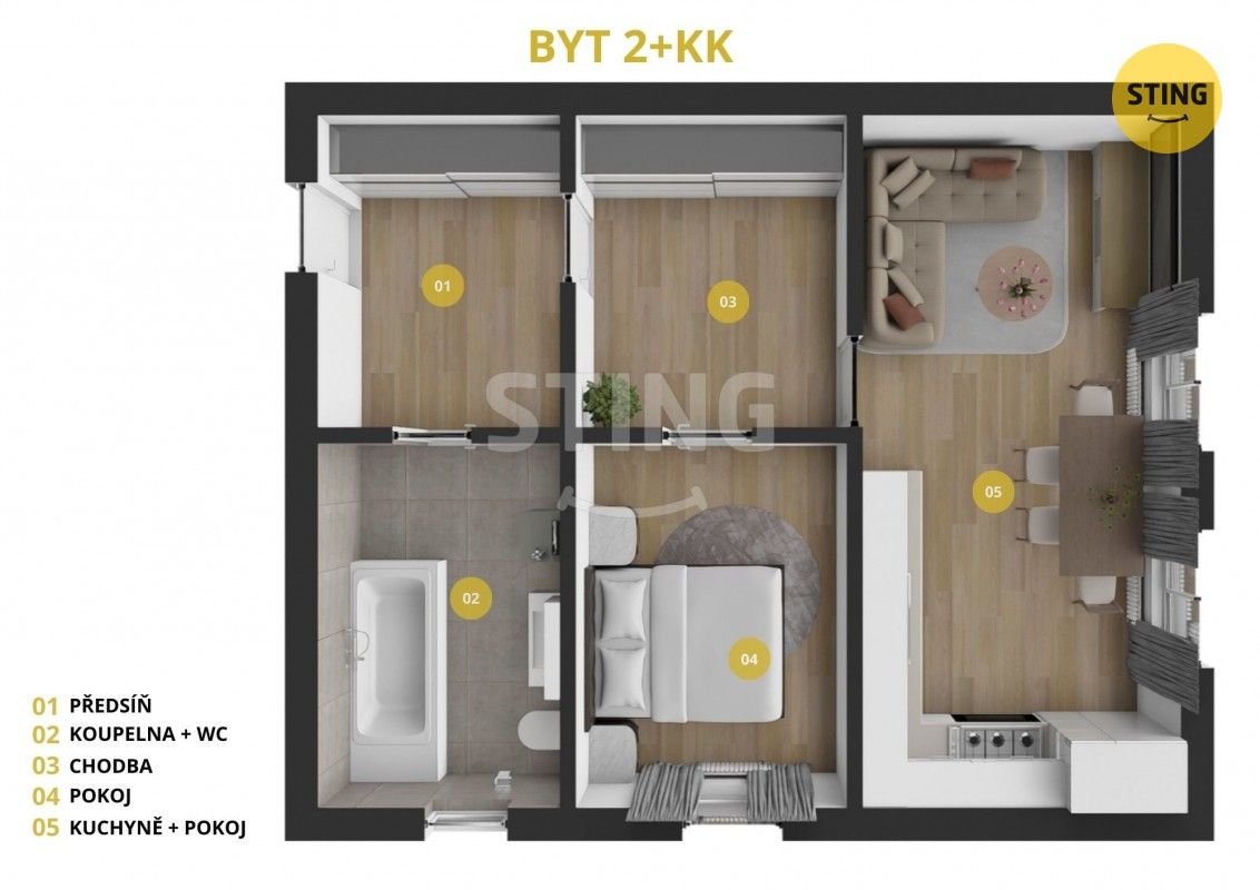 2+kk, Hviezdoslavova, Opava Předměstí, 52 m² - 2