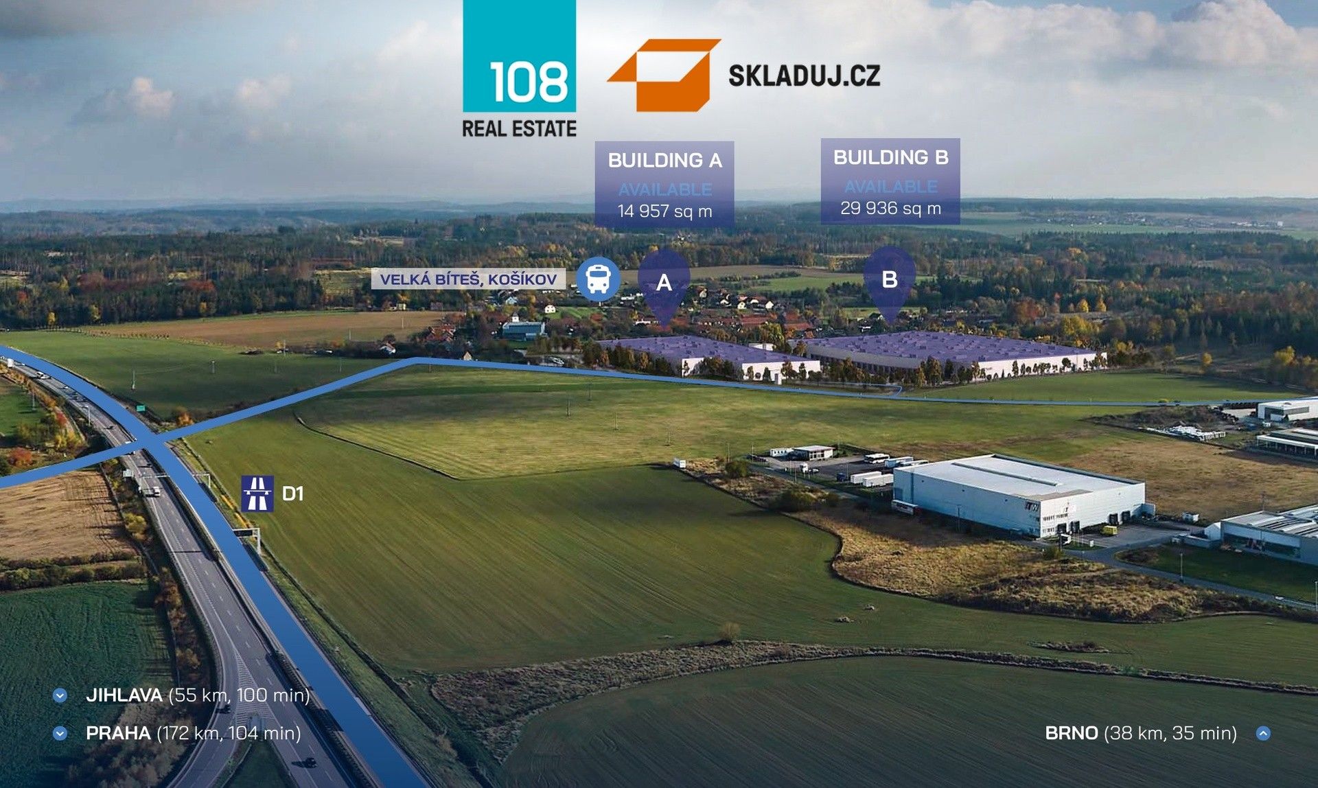 Pronájem sklad - Velká Bíteš Košíkov, 29 936 m² - 2