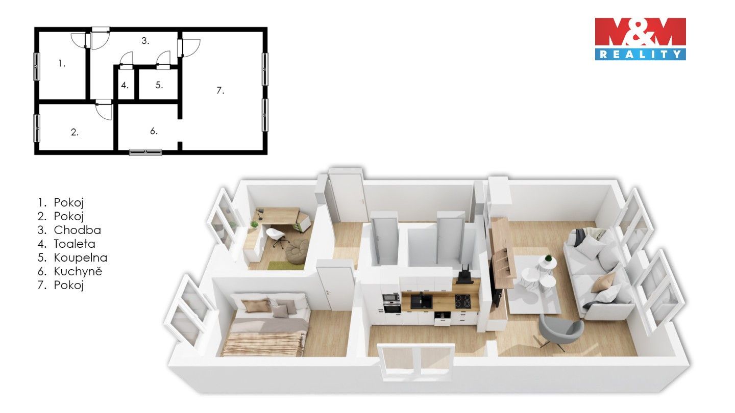 Byt 3+1 · 68 m² · Klicperova, Rakovník - 3
