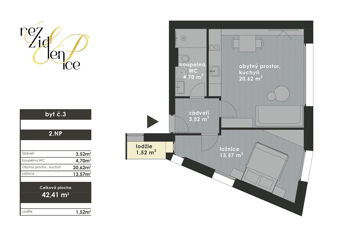 Byt 2+kk · 42 m² · Elišky Přemyslovny, Brno - Bohunice - 4
