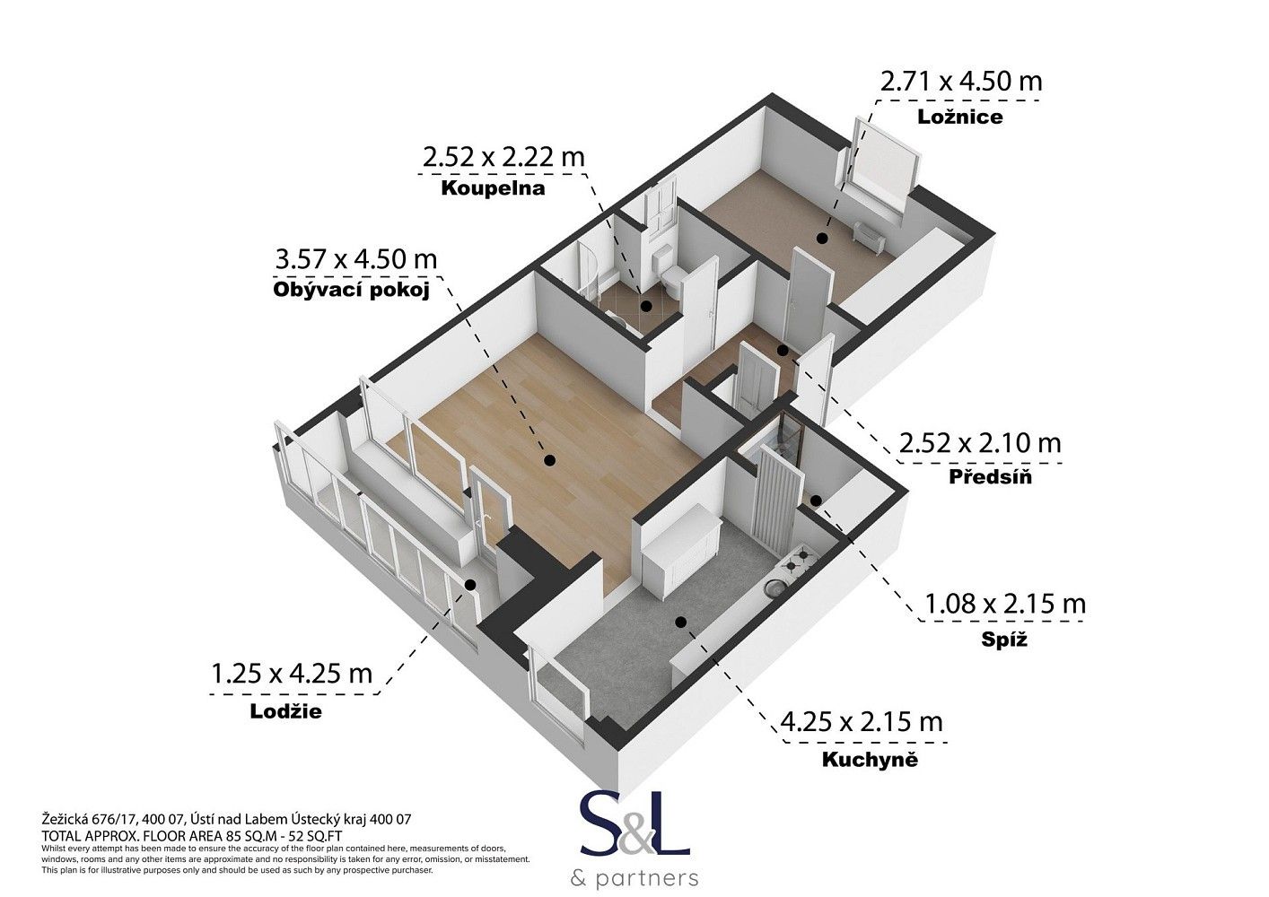 2+1, Ústí nad Labem - Krásné Březno, Ústecký kraj, 58 m² - 2