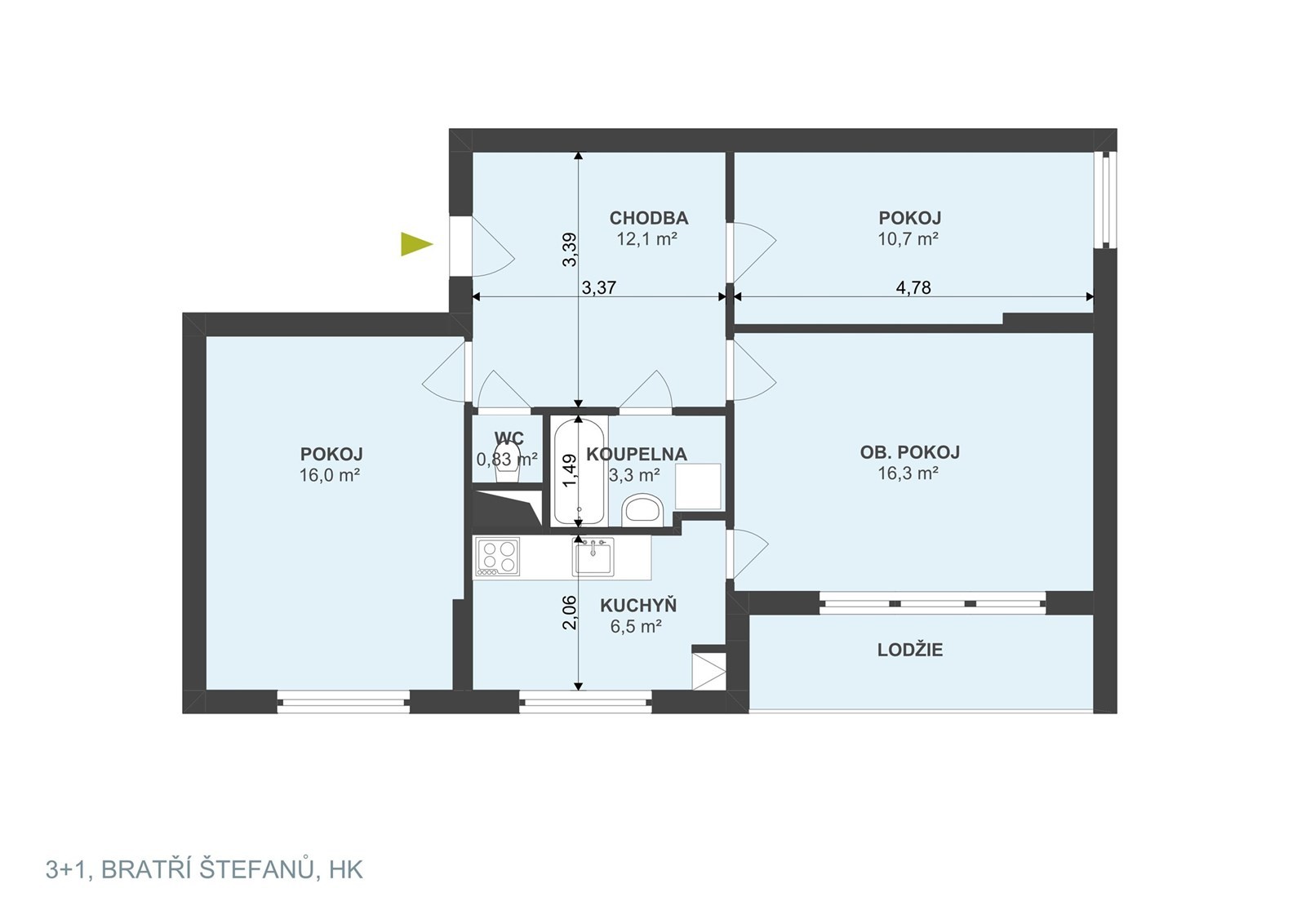 Byt 3+1 · 74 m² · Bratří Štefanů, Hradec Králové - 3