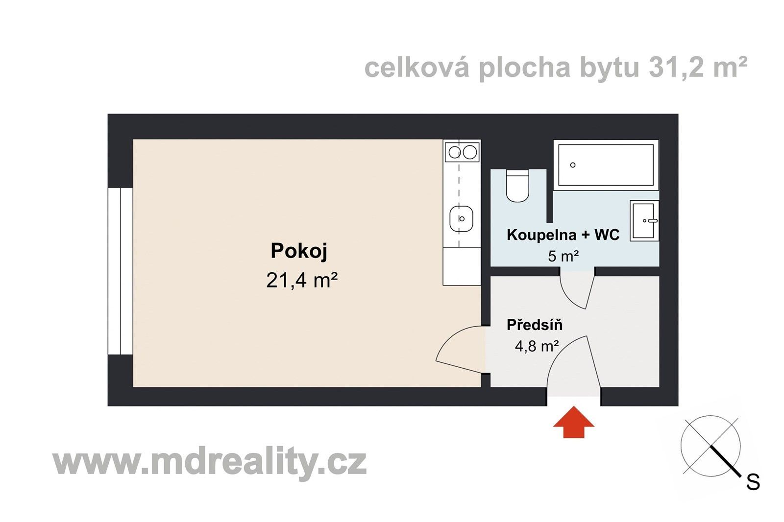 Prodej byt 1+kk - Hruškové Dvory, Jihlava, 32 m²