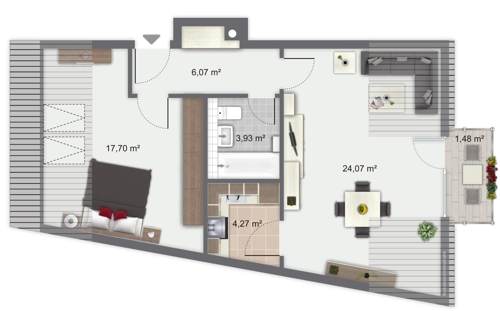 2+1, Ottostraße 69a Ottobrunn Ottobrunn Bayern 85521, 58 m² - 2