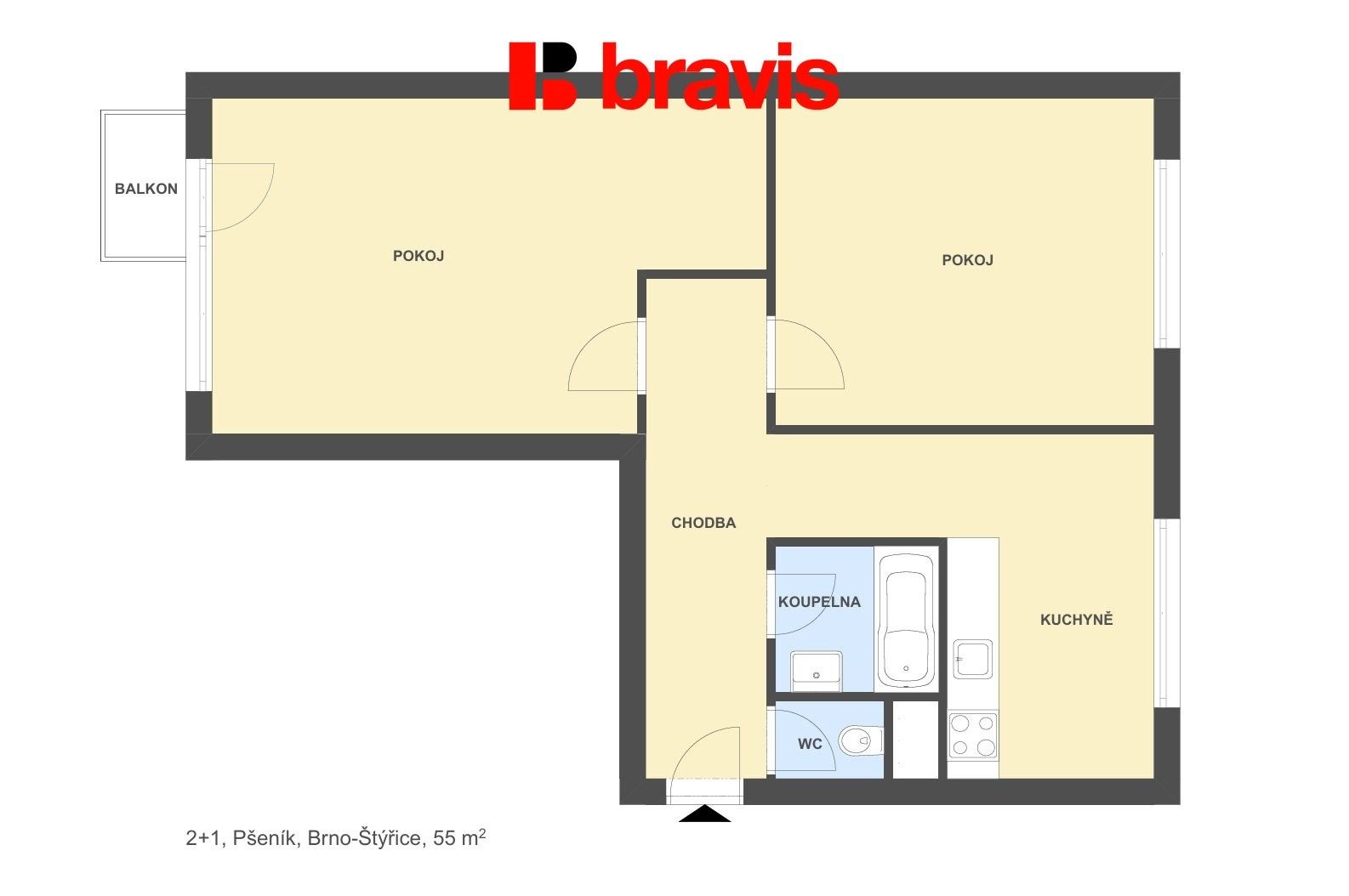 Byt 2+1 · 55 m² · Pšeník 372, Brno Štýřice - 4