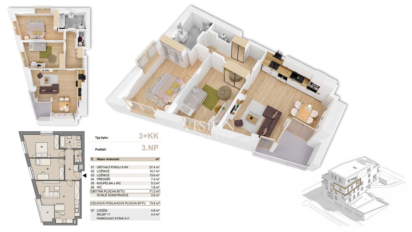 3+kk, Příbram, 71 m² - 2