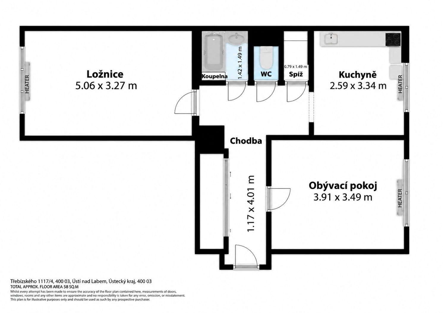 Byt 2+1 · 60 m² · Třebízského  , Ústí nad Labem Střekov - 4