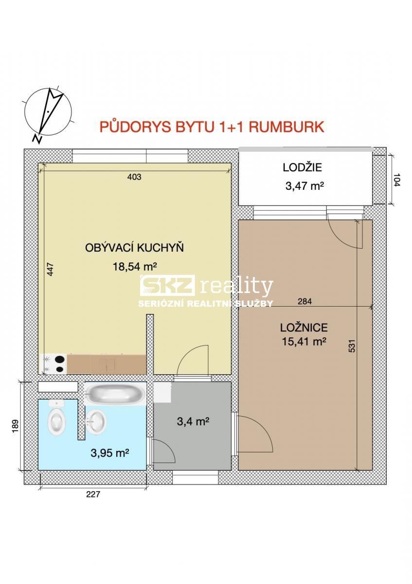 Prodej byt 2+kk - V Podhájí, Rumburk, 41 m²