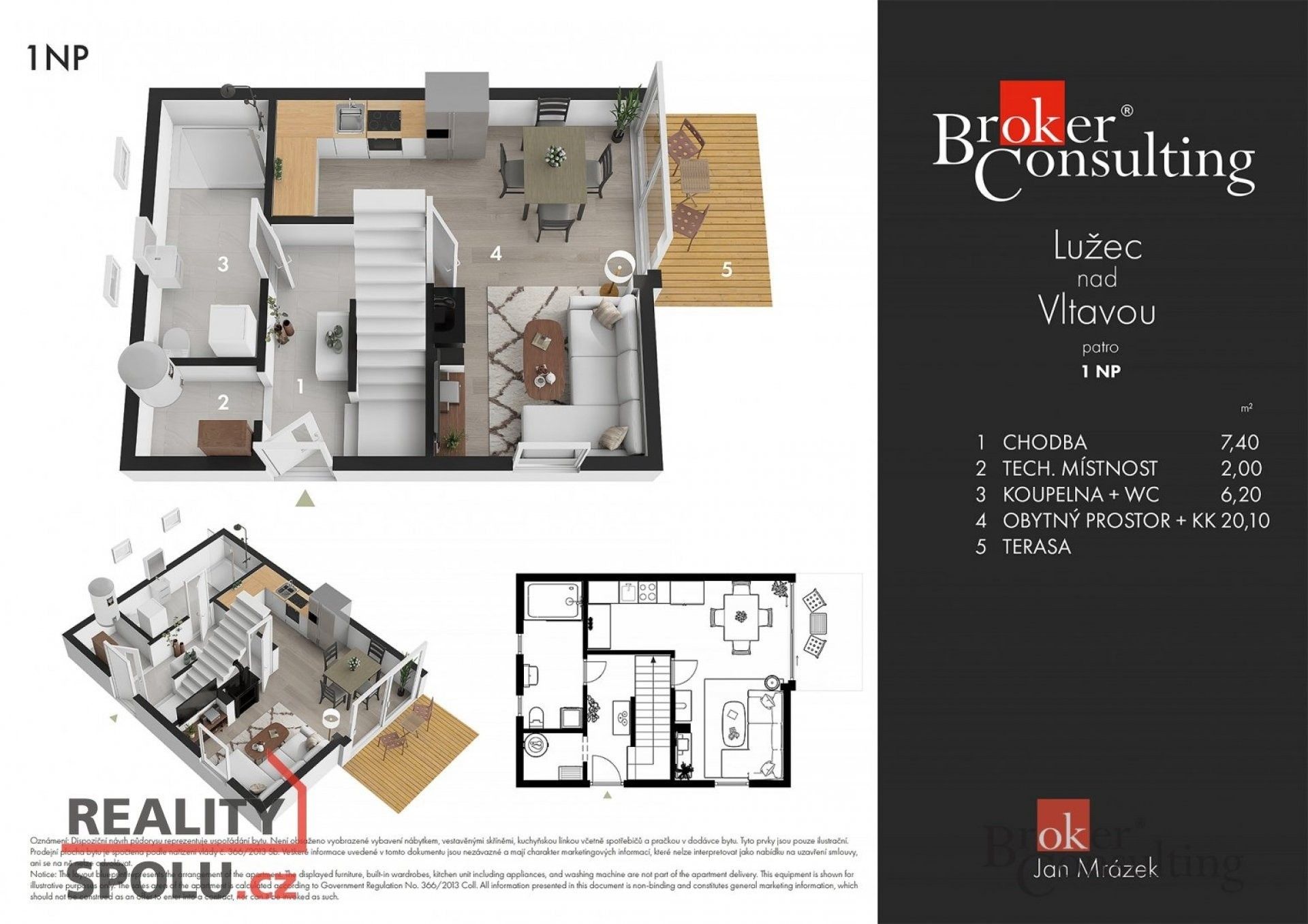 Prodej rodinný dům - Podřipská, Lužec nad Vltavou, 66 m²