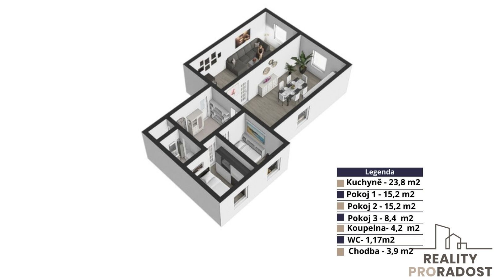 Prodej byt 3+1 - Kusého, Praha, 72 m²