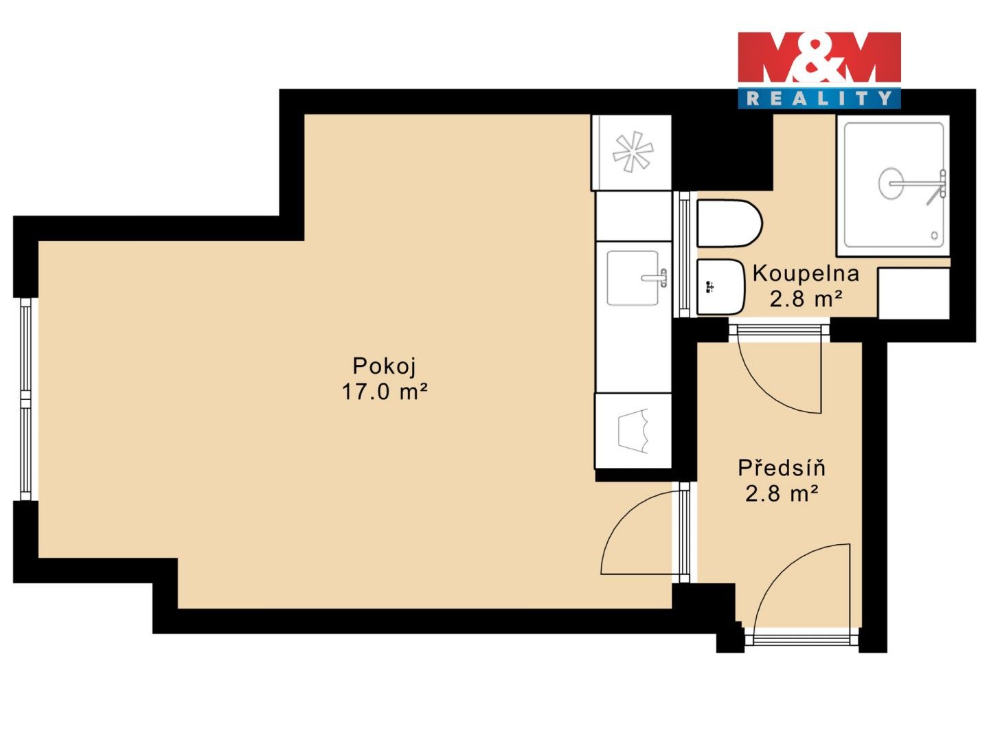 1+kk, Myslbekova, Praha, 25 m² - 2