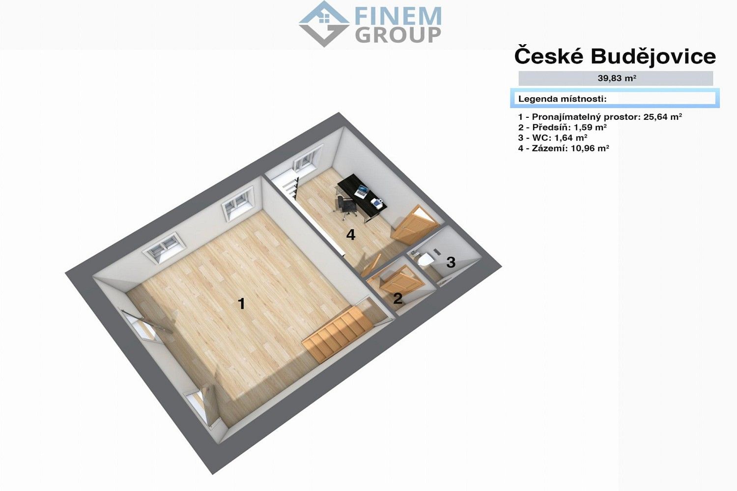Obchodní prostory · 41 m² · Skuherského, České Budějovice - České Budějovice 3 - 3